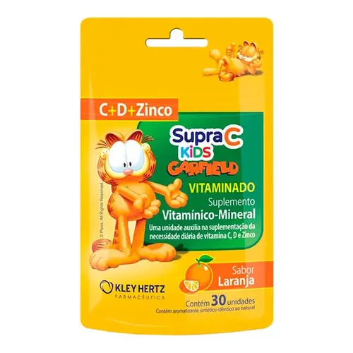 Supra C Kids Garfield Sabor Laranja 30 Unidades