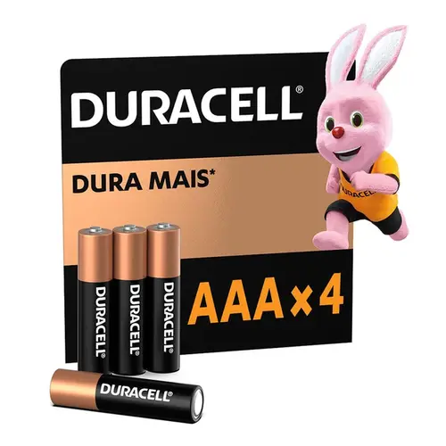 Pilha Alcalina Palito Duracell AAA 4 Unidades