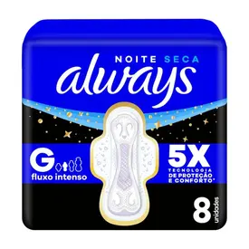 Absorvente Always Noite Seca G com Abas Com 8 Unidades