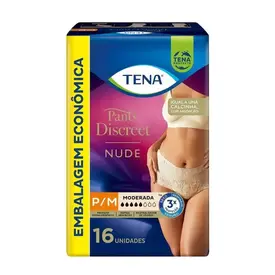 Roupa Íntima Descartável Tena Pants Discreet Nude para M 16 Unidades