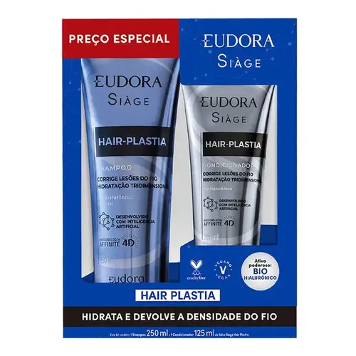 Kit Eudora Siage Hair-Plastia Shampoo 250ml + Condicionador 125ml