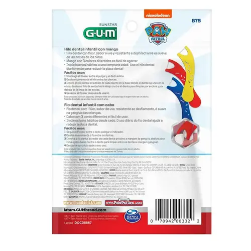 Fio Dental Infantil Gum Cabo Patrulha Canina 40 Unidades