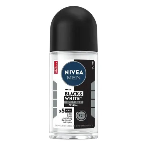 Desodorante Nivea Men Invisible Black & White Roll On Masculino 50ml