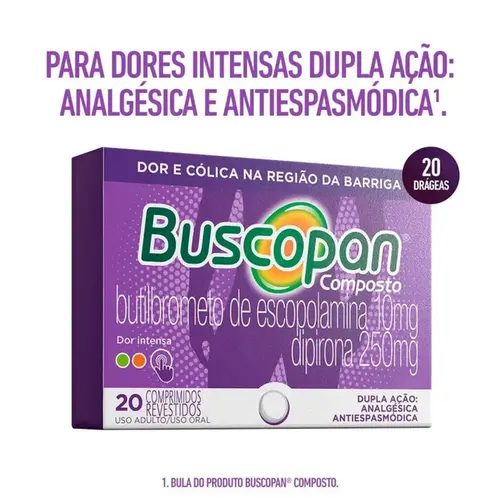 Buscopan Composto 10mg + 250mg 20 Comprimidos