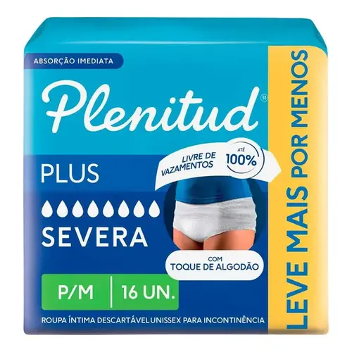 Roupa Íntima Descartável Plenitud Protect Plus para M Unissex 16 Unidades