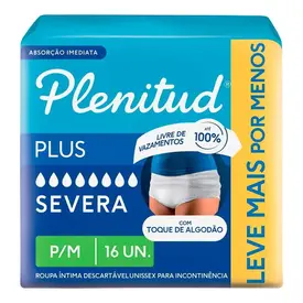 Roupa Íntima Descartável Plenitud Protect Plus para M Unissex 16 Unidades