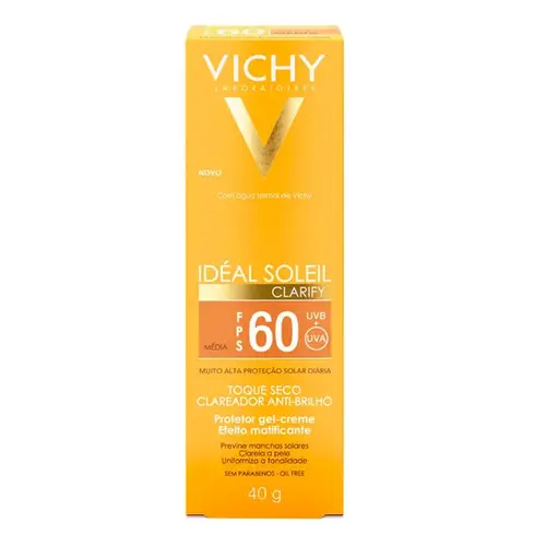 Protetor Solar Facial Vichy Idéal Soleil Clarify Cor Média FPS60 40g
