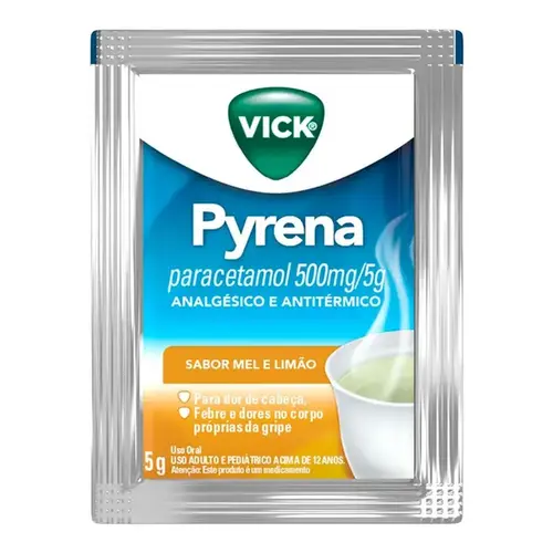 Vick Pyrena 500mg - Sabor Mel e Limão - 1 Envelope 5g