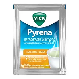 Vick Pyrena 500mg - Sabor Mel e Limão - 1 Envelope 5g