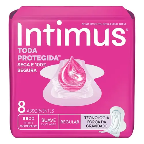 Absorvente Intimus Toda Protegida Suave com Abas 8 Unidades
