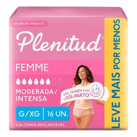 Roupa Íntima Plenitud Femme G/XG 16 Unidades