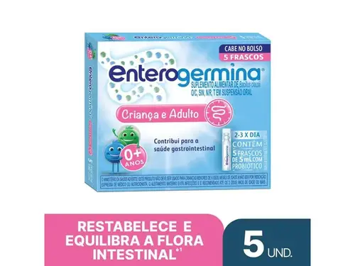 Probiótico Enterogermina Criança e Adulto 5 Frascos 5ml Cada