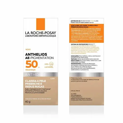 Protetor Solar Facial La Roche-Posay Anthelios AE-Pigmentation Anti-Idade Cor Clara FPS50 40g