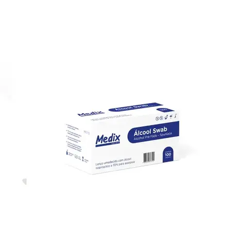 Álcool Swab 70% para Assepsia Medix 100 Unidades