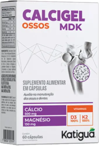 Suplemento Alimentar Calcigel Ossos MDK Katiguá 60 Cápsulas