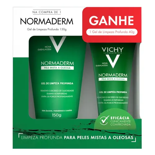 Kit Gel de Limpeza Facial Vichy Normaderm Profunda 150g + 40g Grátis