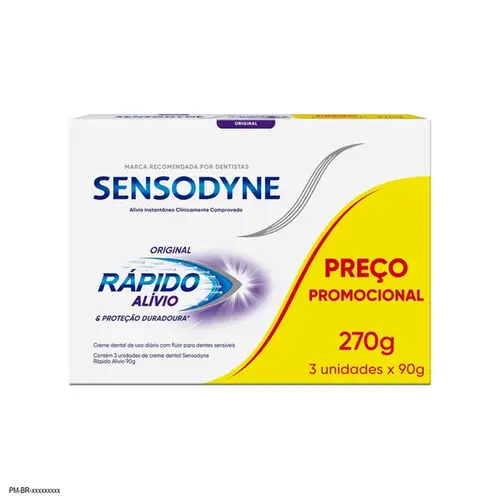 Kit Creme Dental Sensodyne Rápido Alívio Leve 3 Pague 2 de 90g
