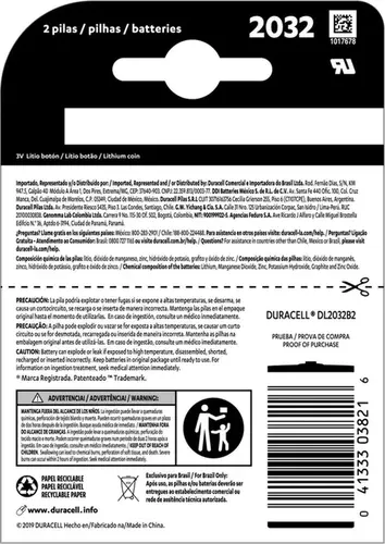 Pilha de Lítio Duracell CR2032 - 2 Unidades