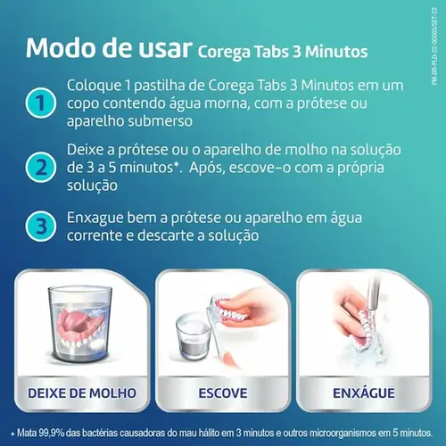 Limpador de Dentadura Corega Tabs 30 Pastilhas Efervescentes