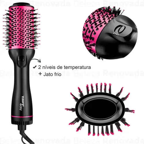 Escova Secadora de Cabelo Eletrica Taiff Easy 110V Oval Pink