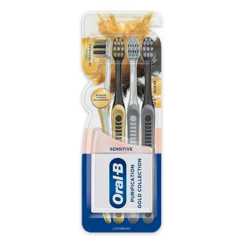 Escova de Dente Oral B Sensitive Purification Gold Collection Ultrafina 4 Unidades