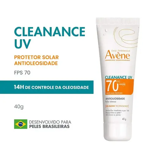 Protetor Solar Facial Avène Cleanance Uv FPS70 Antioleosidade 40g