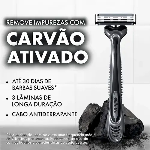 Aparelho Para Barbear Descartável Gillette Prestobarba3 Carbono 4 Unidades
