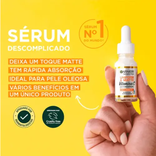 Sérum Facial Antimarcas Garnier Uniform & Matte Vitamina C 15ml