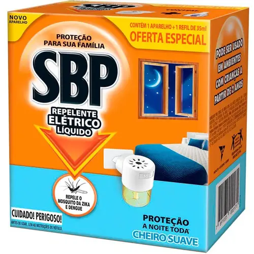 Kit Repelente Elétrico Líquido SBP Aparelho + Refil 35ml