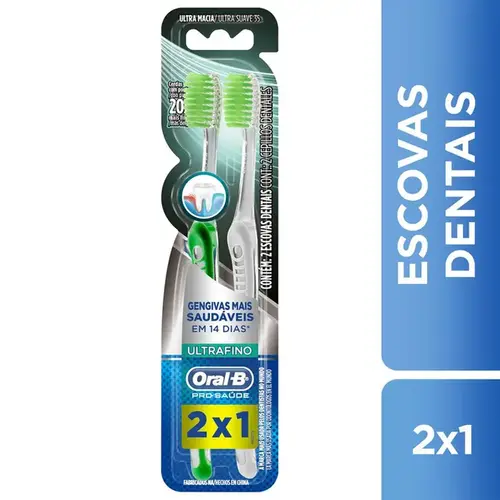 Escova de Dente Oral B Ultrafino Gengivas Saudáveis 2 Unidades