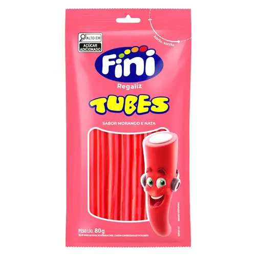 Bala Fini Tubes Morango 80g