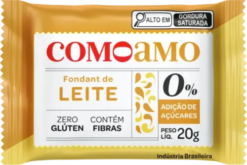 Snack Fondant de Leite Como Amo - Zero Açúcar e Zero Glúten 20g