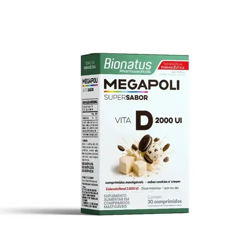 Vitamina D3 2000ui Megapoli 30 Comprimidos Mastigáveis Bionatus