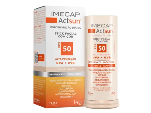 Protetor Solar Facial em Bastão Imecap Actsun Stick FPS 50 Cor 1.0 Claro 15g